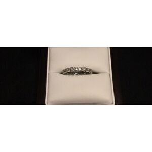 Elegant Milgrain Dots Sim Diamond Eternity Band Ring Sz 8~Platinum/925 SS
